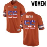 Women's Florida Gators #56 Tedarrell Slaton NCAA Nike Orange USA Flag Fashion Authentic Stitched College Football Jersey ERS2762WG